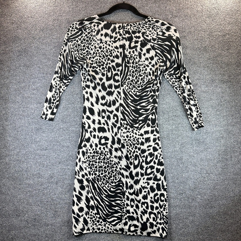 Boston Proper Dress Animal Print Ruched V-Neck Sz 10 Mob Wife Safari Cocktail - Picture 6 of 8